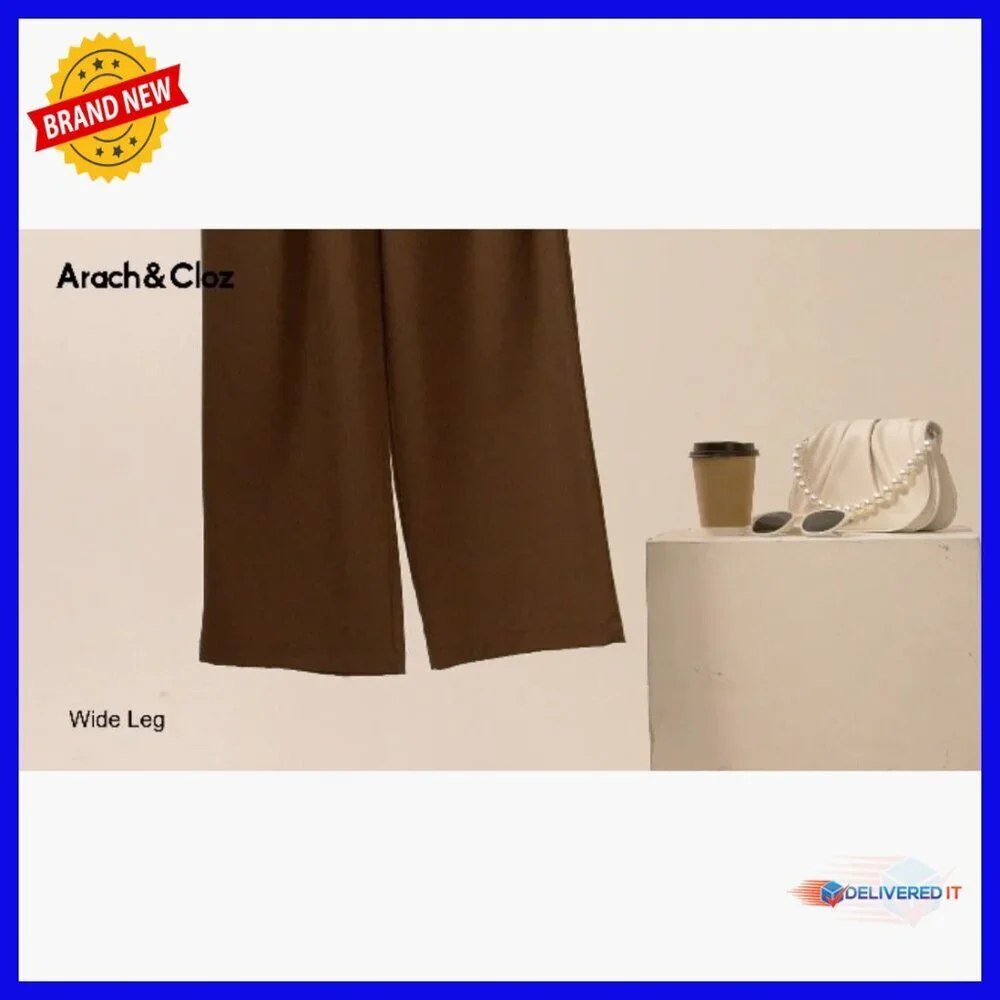 Lightweight Wool Blend Straight Leg Pants Elastic Waist Business Casual